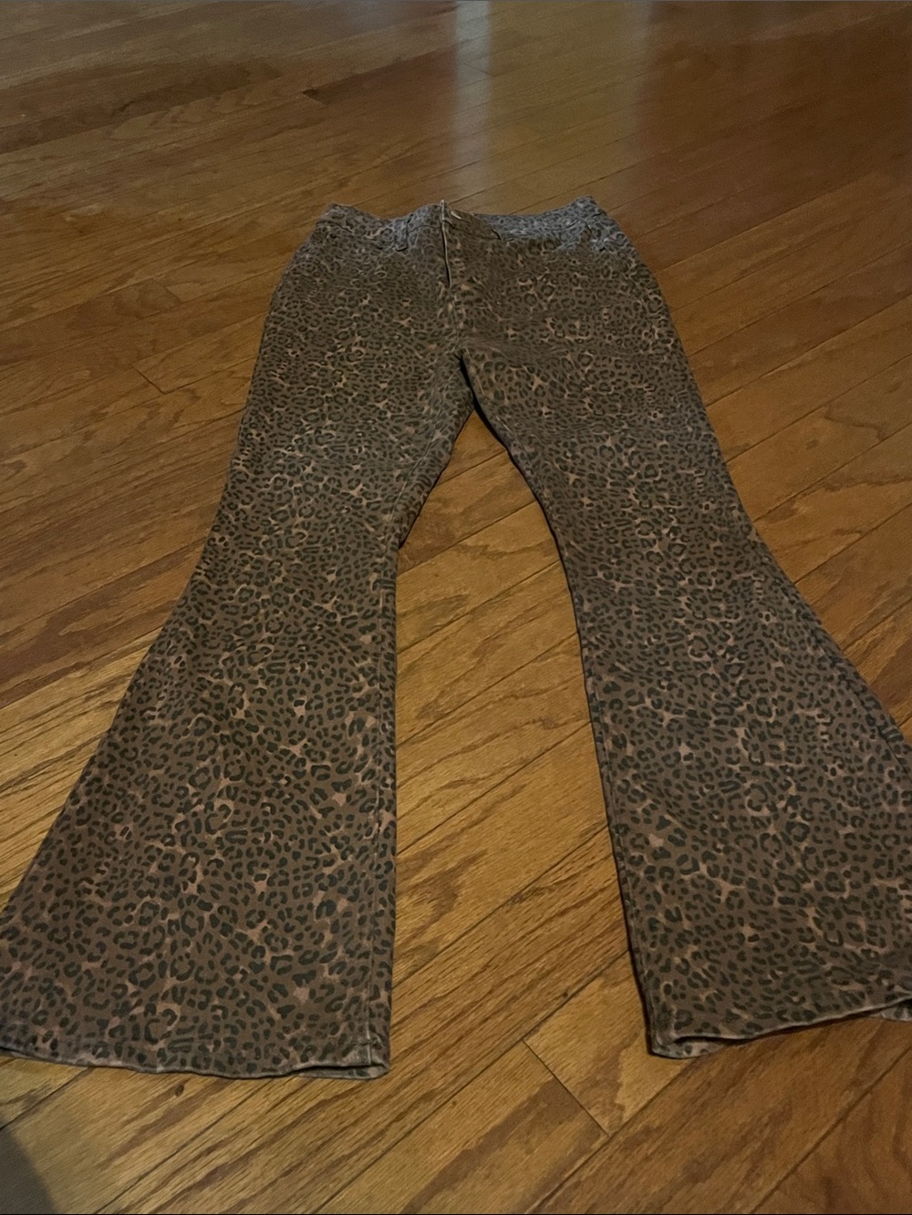 Leopard Print Flared Pants - Brown and Black